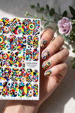 Colorful Geometric Manicure Wraps — Retro Pop Art | mw-308