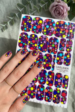 Colorful Polka Dot Manicure Wraps — Dark Background | mw-309