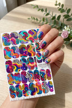 Colorful Abstract Manicure Nail Wraps — Wavy Lines | mw-311