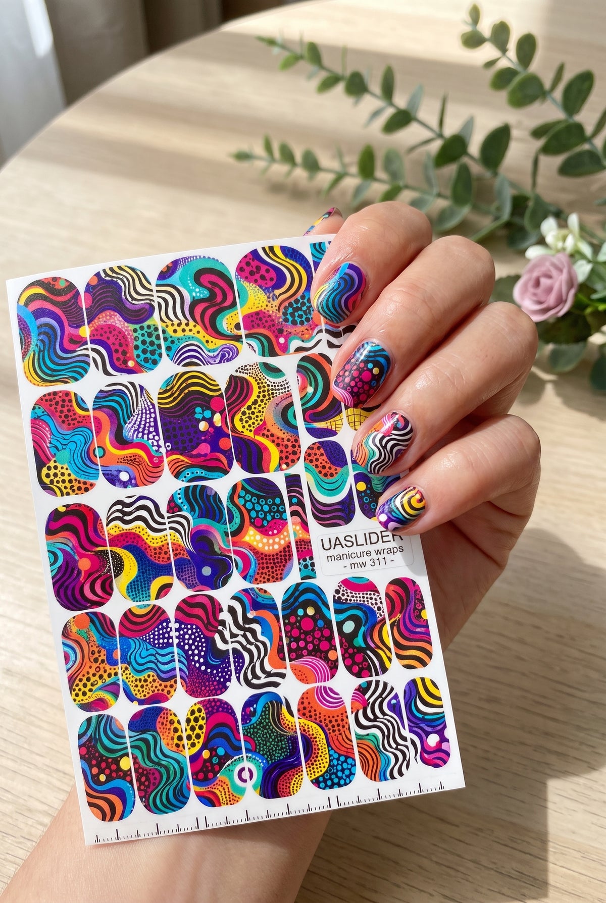Colorful Abstract Manicure Nail Wraps — Wavy Lines | mw-311