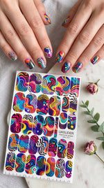Colorful Abstract Manicure Nail Wraps — Wavy Lines | mw-311
