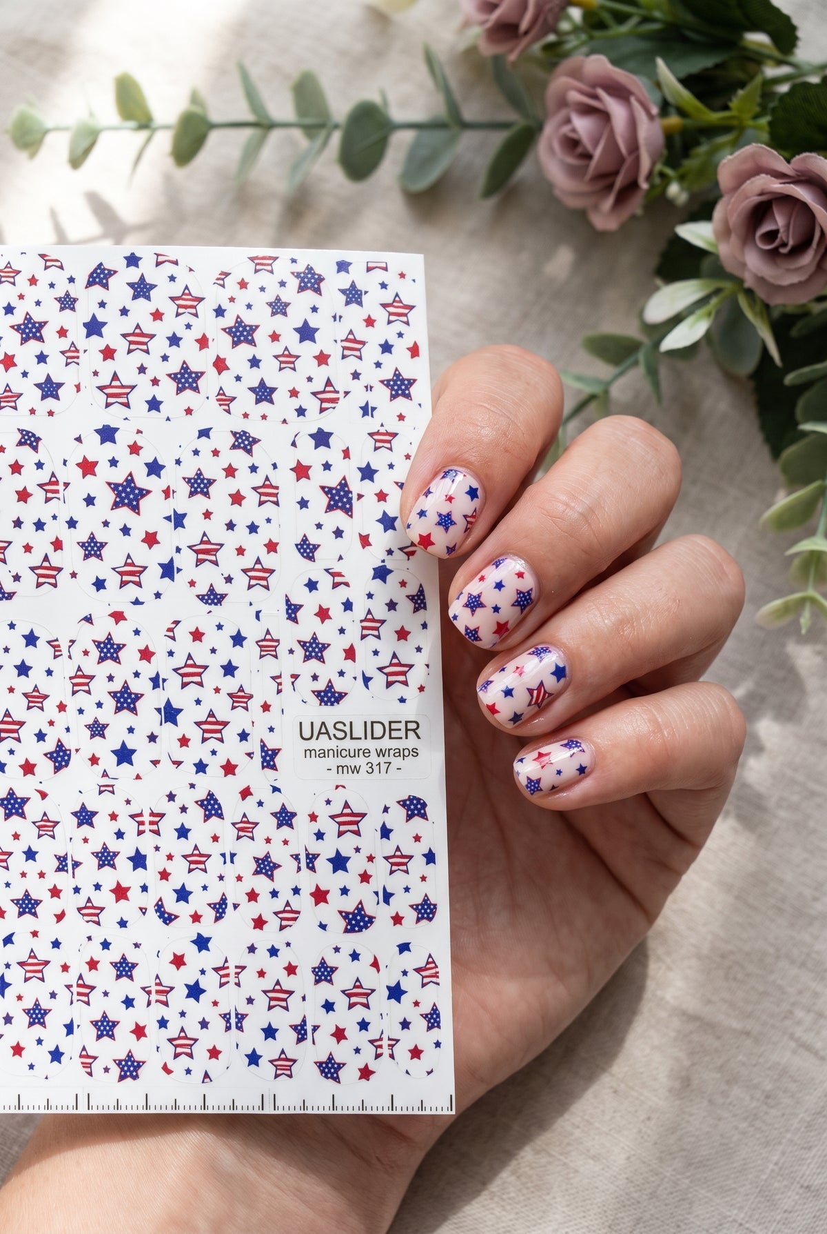 Patriotic Star Manicure Wraps — Red, White & Blue | mw-317