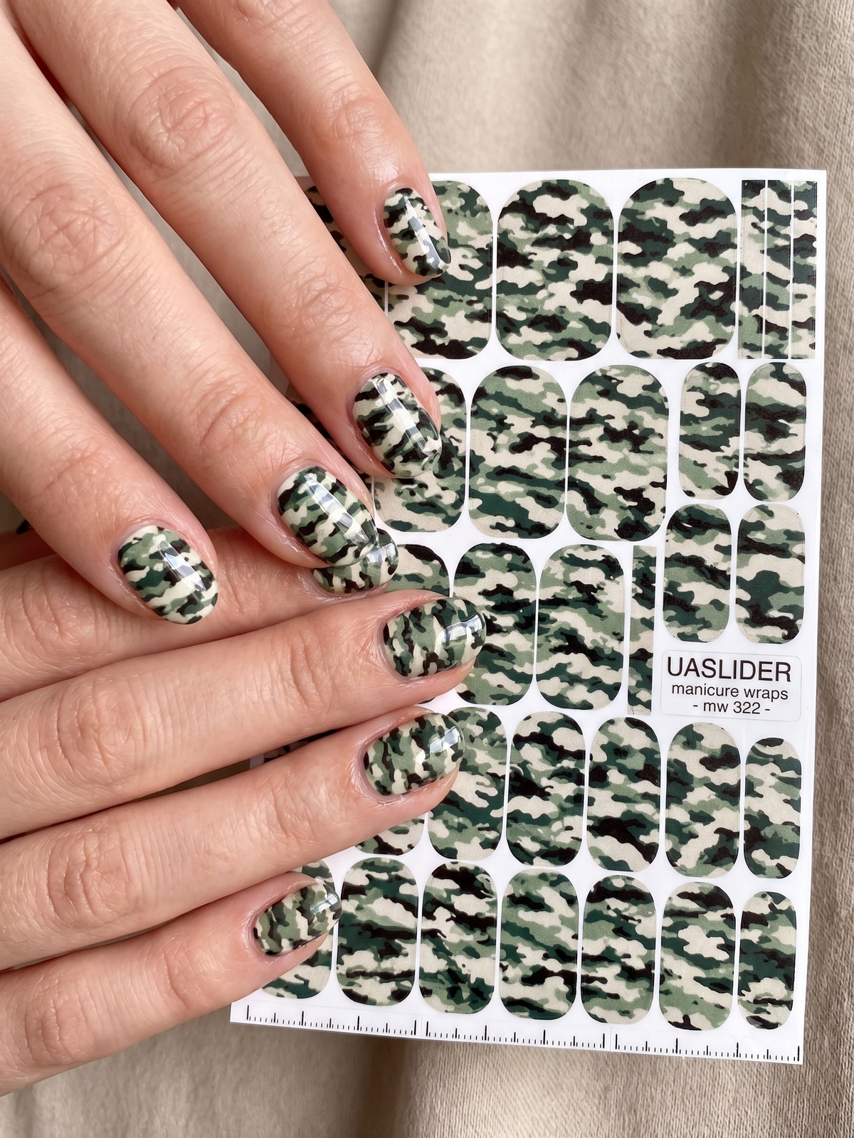 Green Camouflage Manicure Wraps — Classic Camo | mw-322