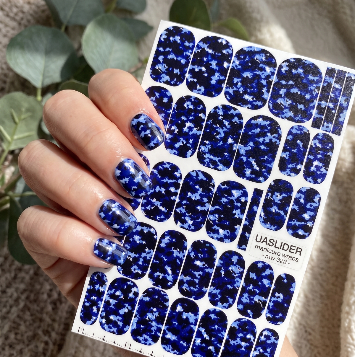 Blue Camouflage Manicure Wraps — Navy & Cobalt | mw-323