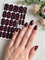 Vampire Lips Manicure Wraps — Red Fangs on Black | mw-326