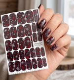 Snowflake Manicure Wraps — Red & White on Black | mw-331