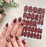 Snowflake Manicure Wraps — Red Christmas Swirls | mw-337