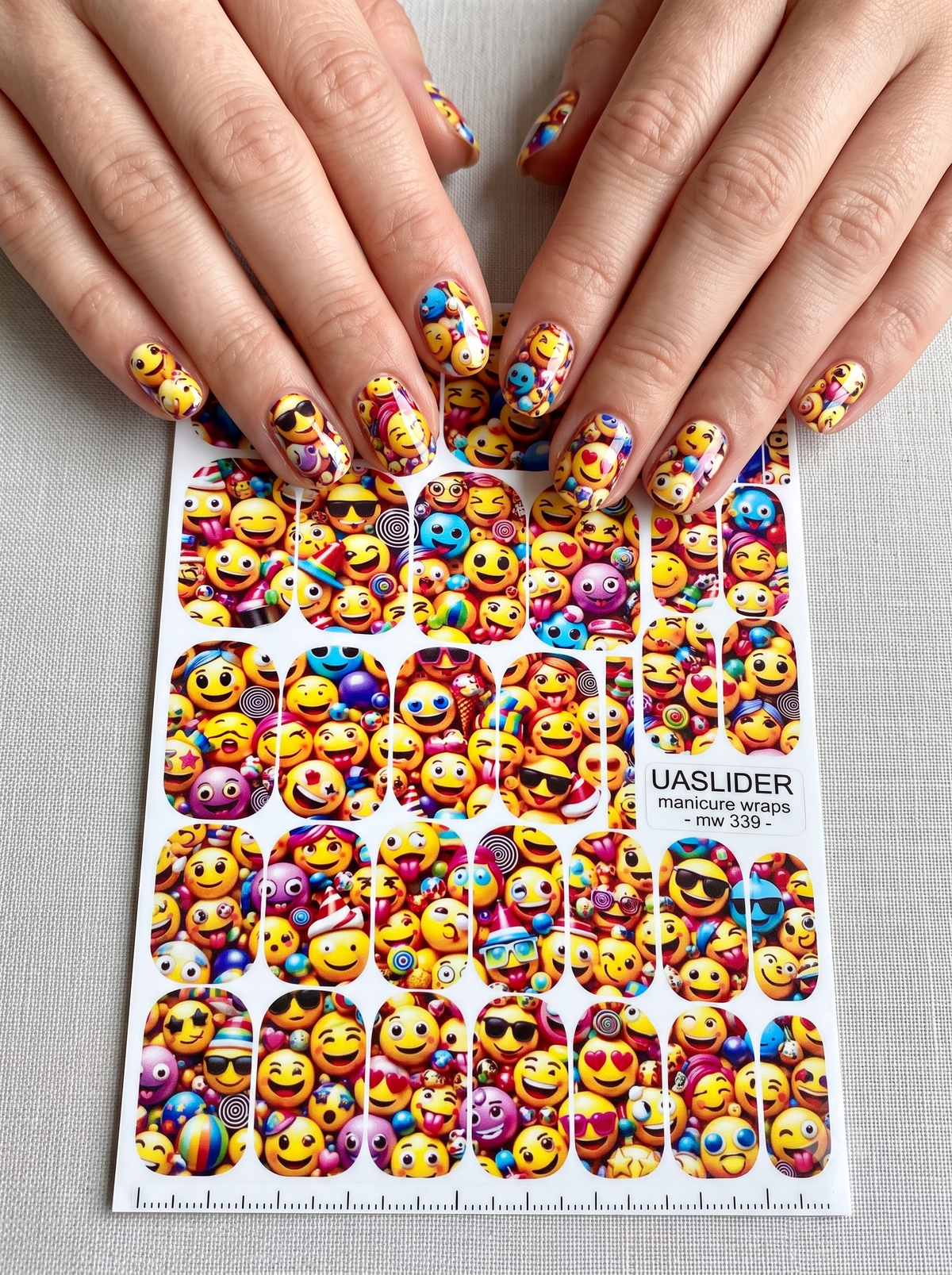 Emoji Manicure Nail Wraps — Colorful Smiley Faces | mw-339