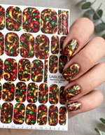 Colorful Swirl Manicure Wraps — Red Green & Amber | mw-340