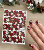 Poinsettia Manicure Wraps — Christmas Florals | mw-342