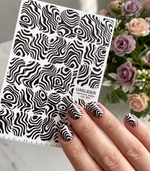 Op Art Wave Manicure Wraps — Black & White Swirls | mw-364