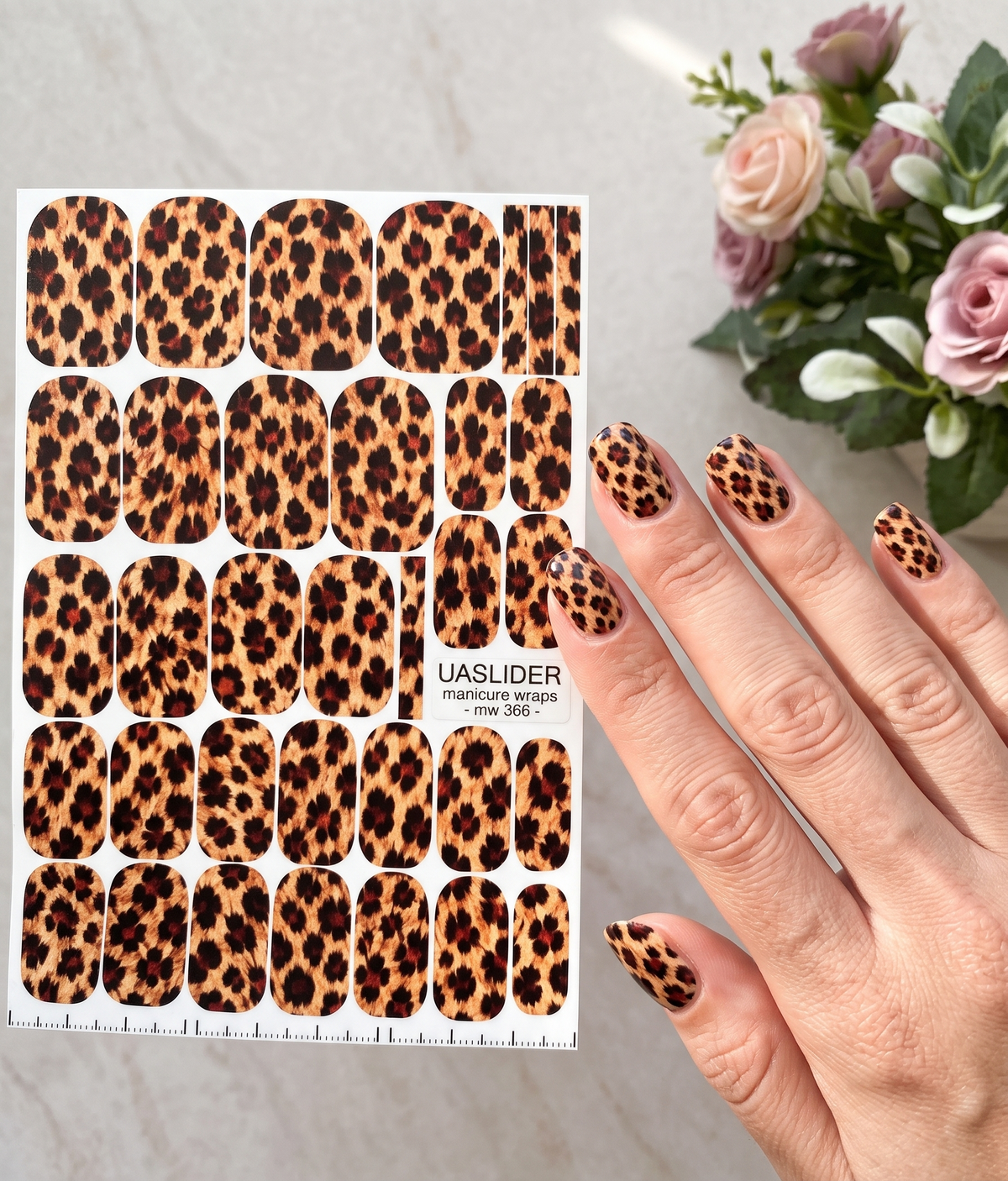 Leopard Print Manicure Nail Wraps — Tan & Black Spots | mw-366