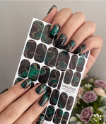 Emerald Topographic Manicure Wraps — Flowing Contour Lines | mw-373