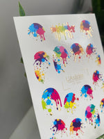Nail Decals — Color Splash Paint Splatter & Gold Foil | CF-624 - UASLIDER