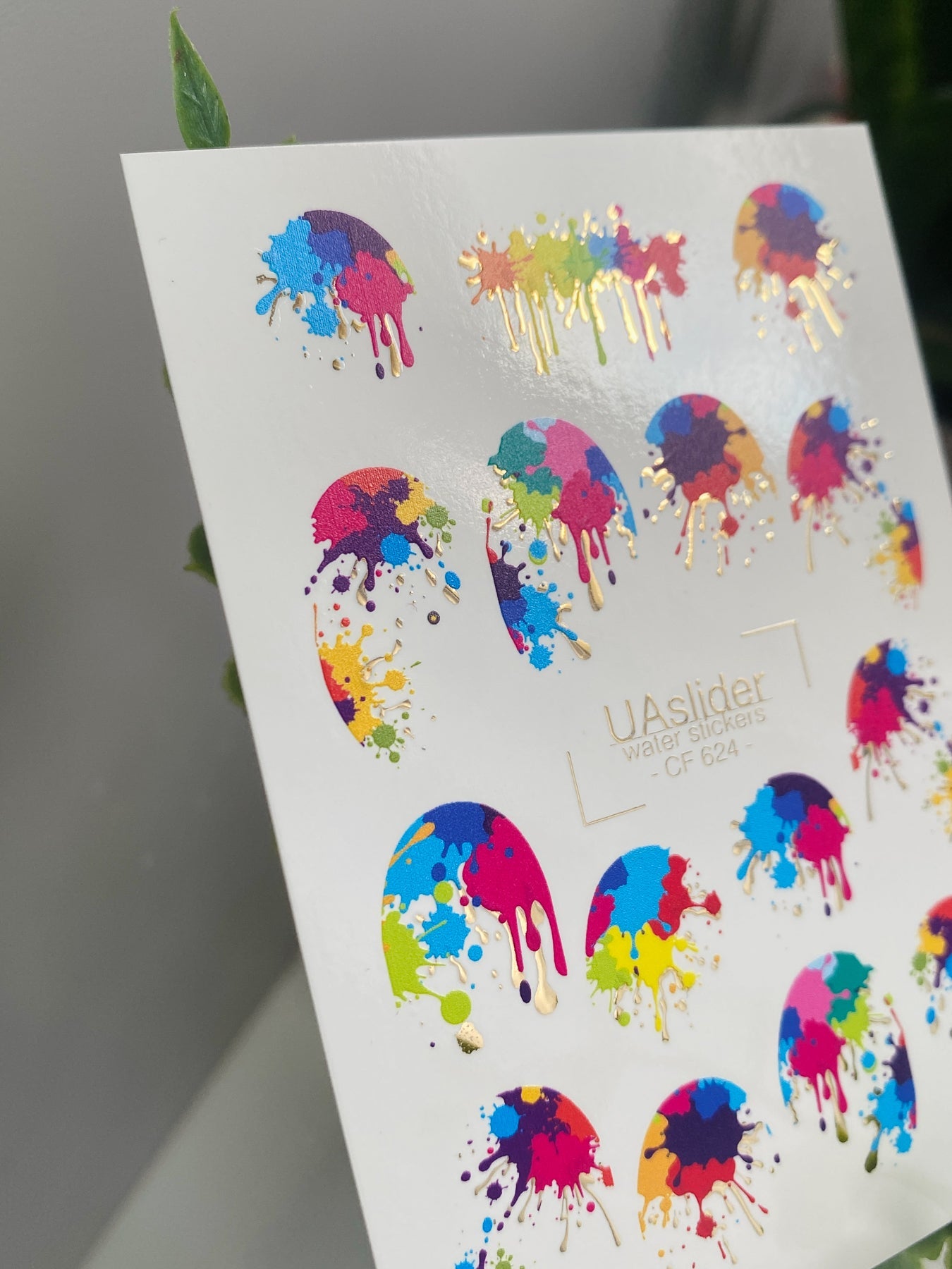 Nail Decals — Color Splash Paint Splatter & Gold Foil | CF-624 - UASLIDER