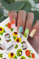 Nail Water Decal CF - 610 | Tropical Fruit Water Slide Nail Decals | Kiwi, Coconut & Citrus Nail Art - UASLIDER