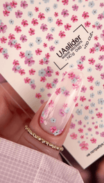 Nail Water Decal NCg - 048 | Water Slide Nail Decals | Pink & Blue Mini Flowers - UASLIDER