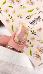 Nail Water Decal NCg - 113 | Water Slide Nail Decals with Daisies | White Floral Design - UASLIDER