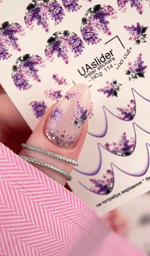 Nail Water Decal NCg - 114 | Water Slide Nail Decals with Lilac Flowers | Purple Floral Nail Art - UASLIDER