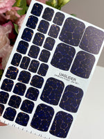 Navy Crackle Pedicure Nail Wraps — Golden Yellow Veins | pw-361 - UASLIDER