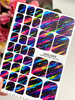 Neon Galaxy Pedicure Wraps — Colorful Shooting Stars | pw-302 - UASLIDER