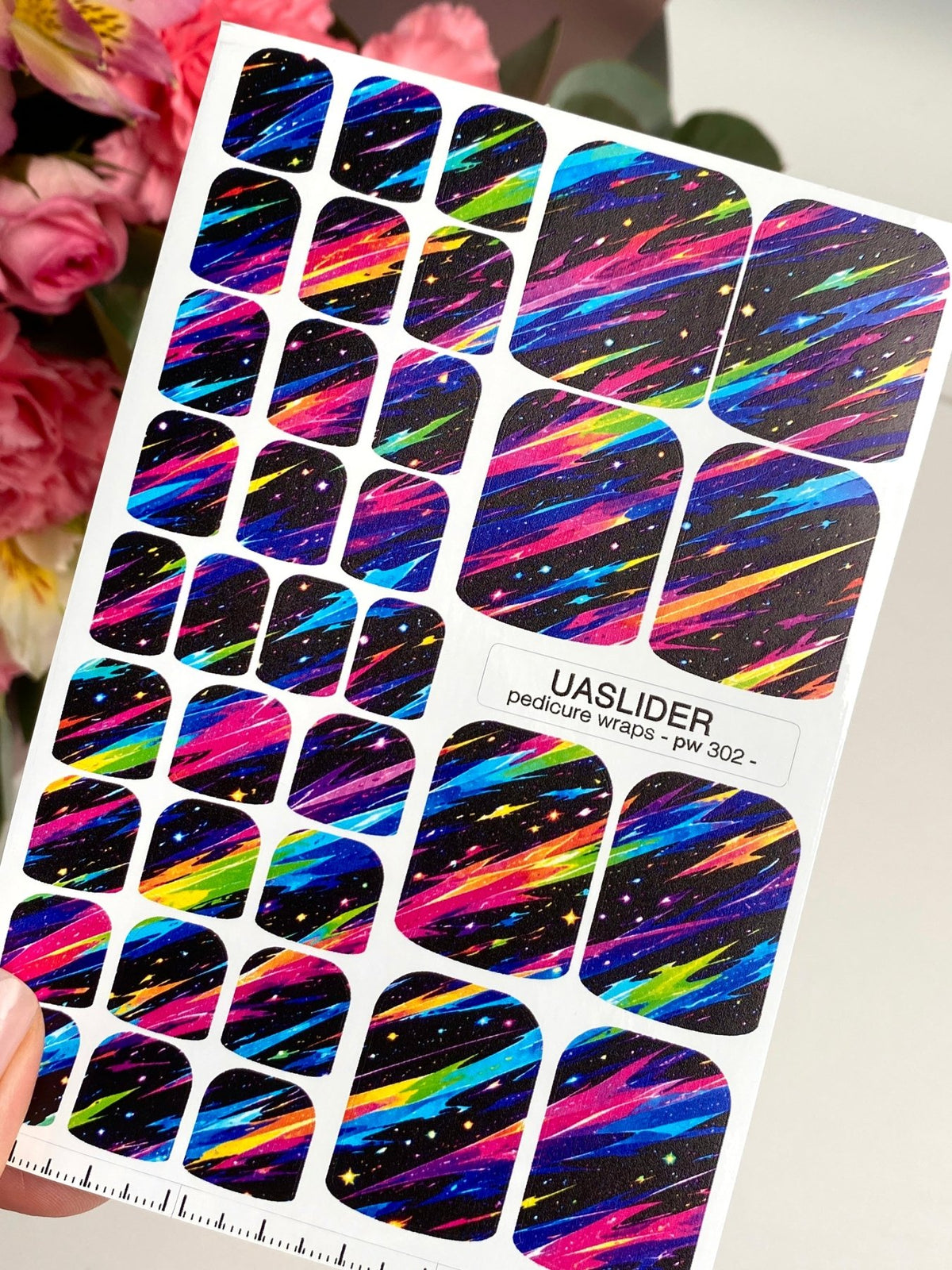 Neon Galaxy Pedicure Wraps — Colorful Shooting Stars | pw-302 - UASLIDER