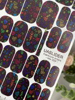 Neon Heart Manicure Wraps — Colorful Doodle Print | mw-359 - UASLIDER