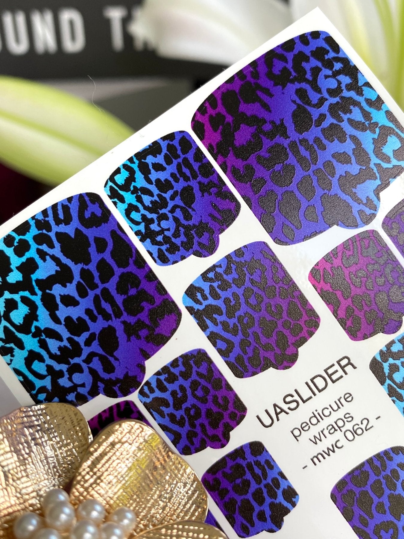 Neon Leopard Pedicure Nail Wraps — Purple & Blue Gradient Animal Print | MWC-062 - UASLIDER