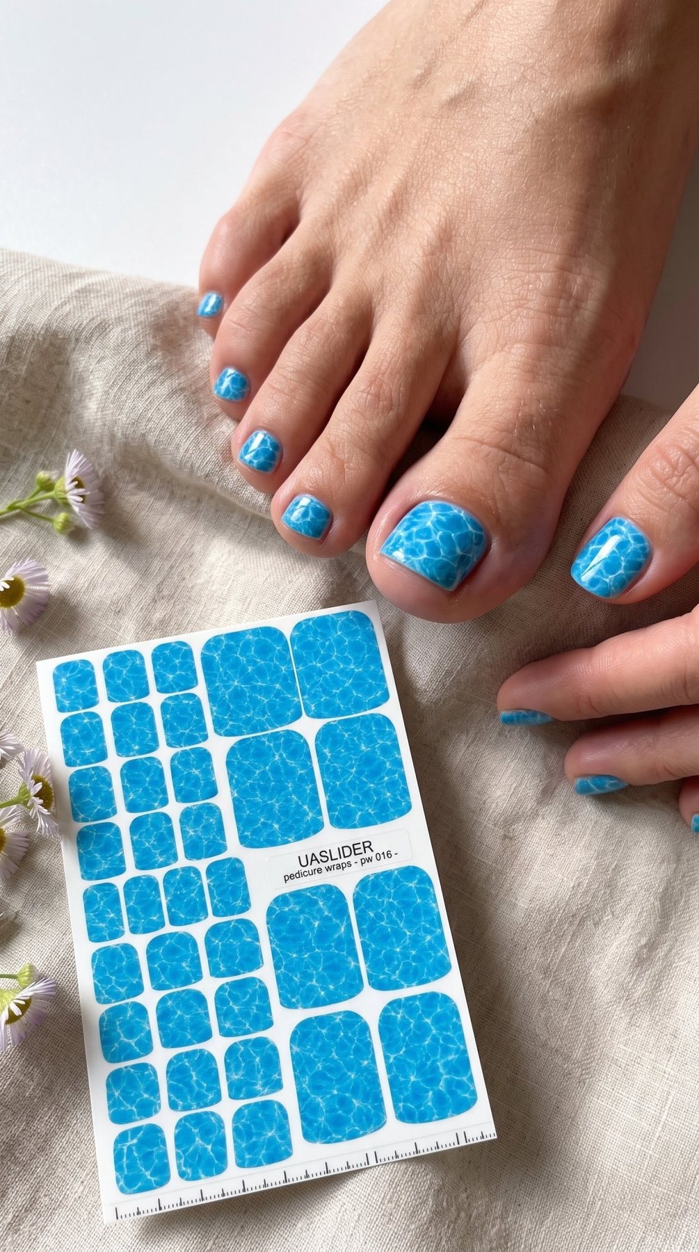 Ocean Water Pedicure Nail Wraps — Blue Pool Ripple Texture | PW-016 - UASLIDER