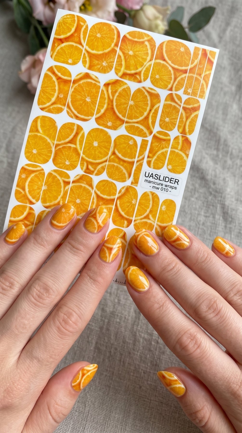 Orange Slice Manicure Nail Wraps — Citrus Fruit Print | mw-010 - UASLIDER