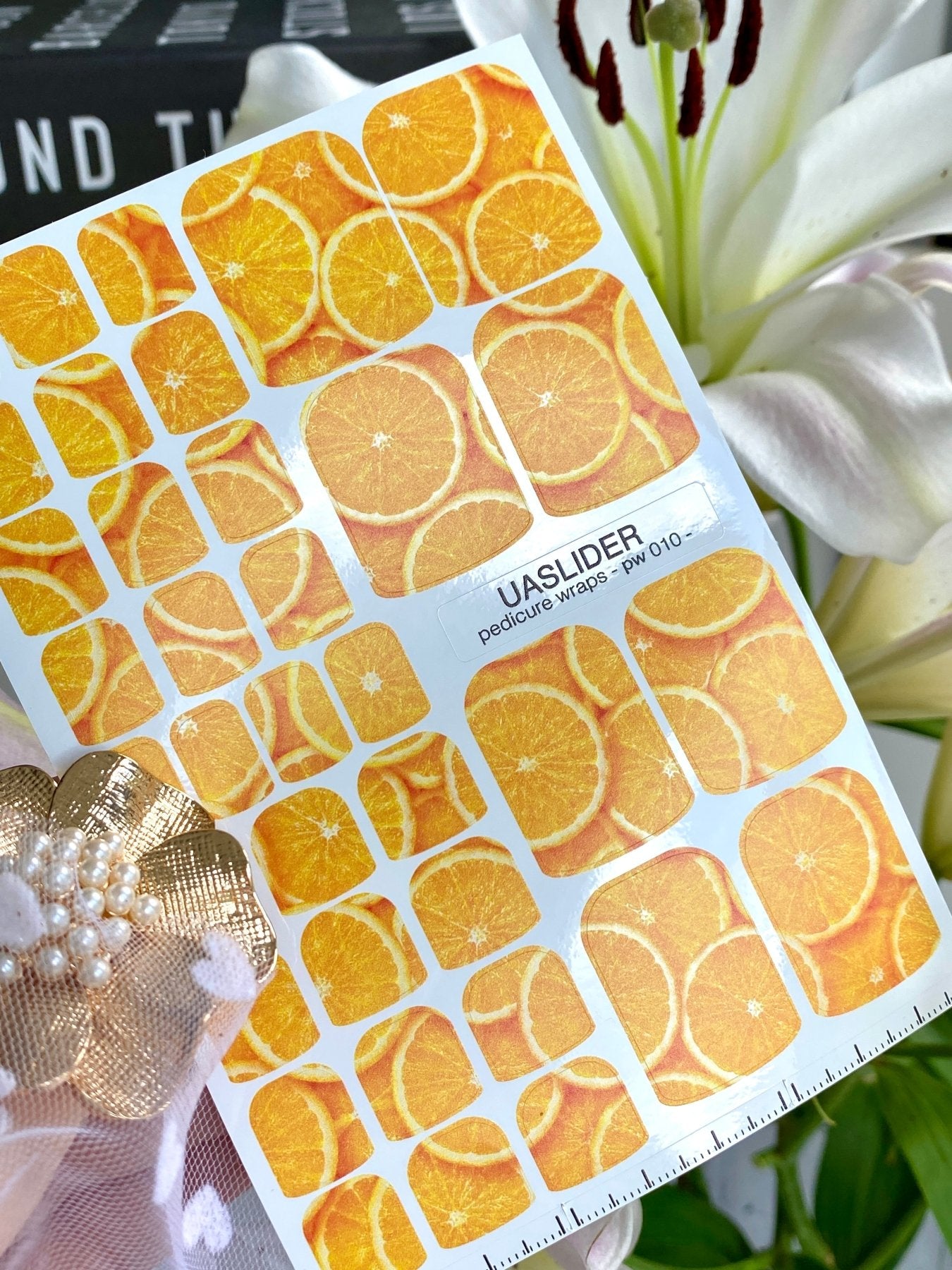 Orange Slice Pedicure Nail Wraps — Summer Citrus Print | PW-010 - UASLIDER