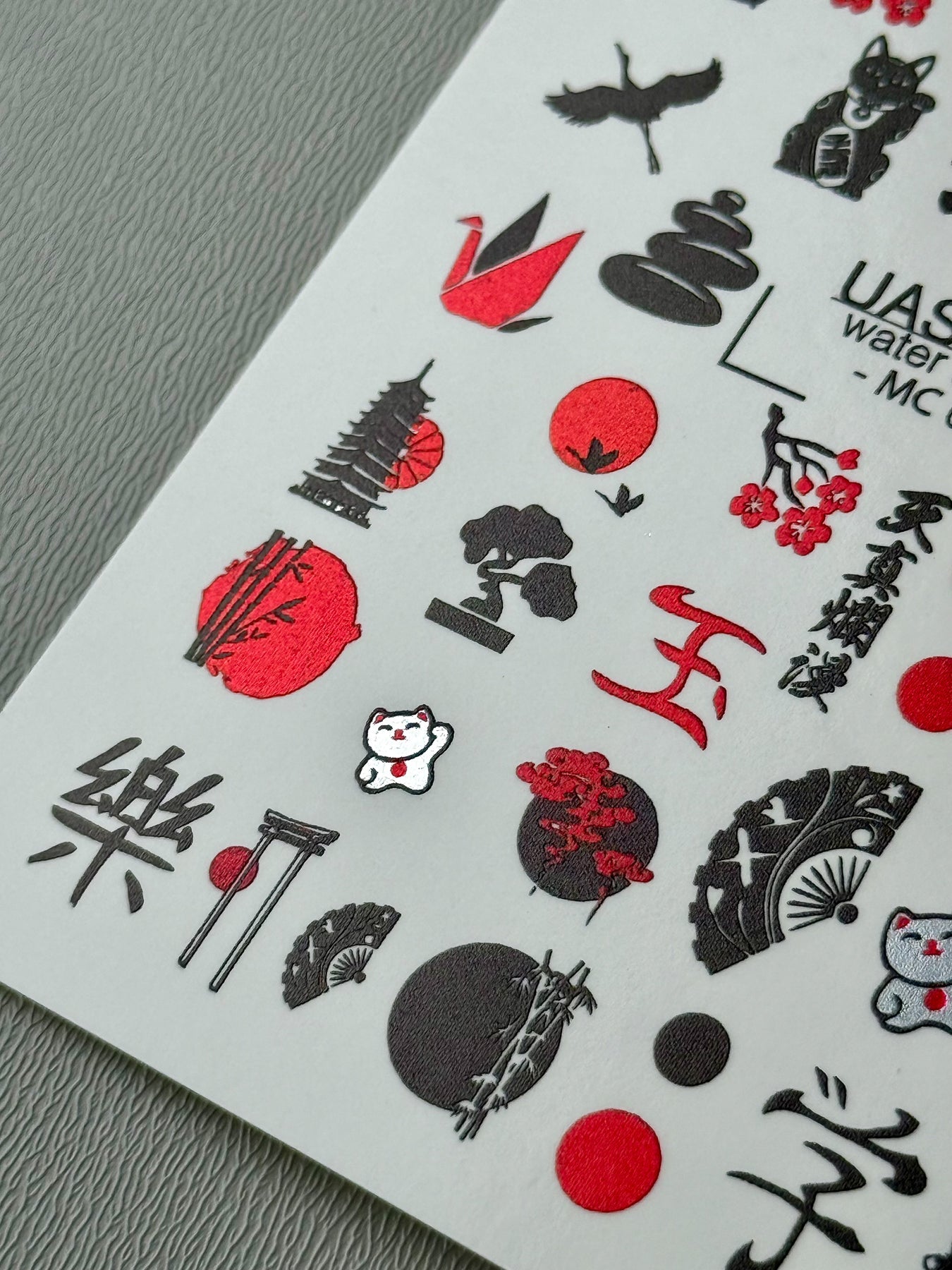 Oriental Nail Decals — Geisha, Maneki-Neko & Kanji | MC-045 - UASLIDER