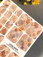 Ornamental Leaf Pedicure Nail Wraps — Rust & Lavender Art Nouveau | PW-051 - UASLIDER