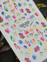 Paint Splatter Nail Decals — Rainbow Ink Drips & Stars | MC-060 - UASLIDER