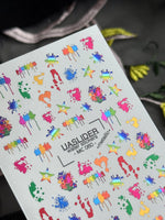 Paint Splatter Nail Decals — Rainbow Ink Drips & Stars | MC-060 - UASLIDER