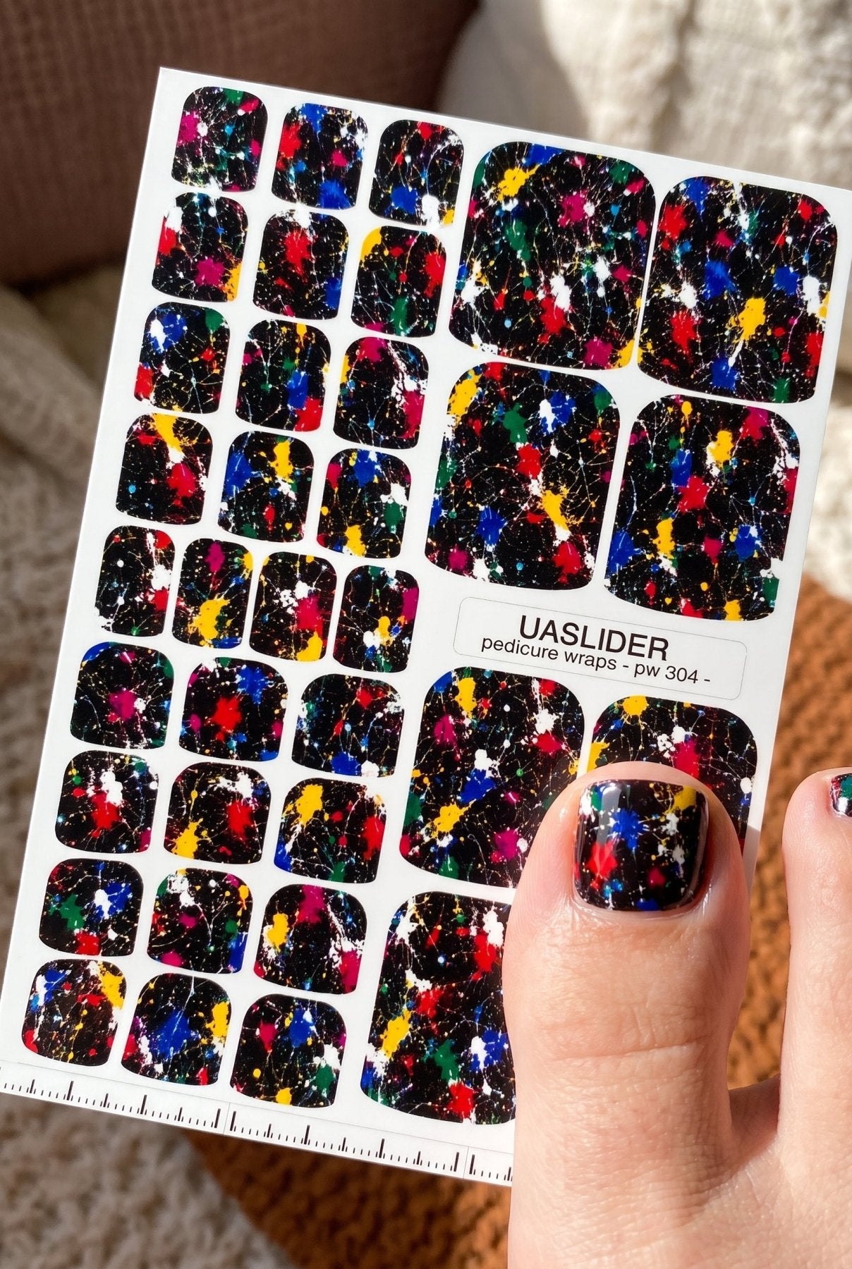 Paint Splatter Pedicure Wraps — Colorful Abstract Print | pw-304 - UASLIDER