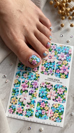 Pastel Floral Pedicure Wraps — Gem-Center Flowers | pw-096 - UASLIDER