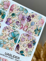 Pastel Floral Pedicure Wraps — Gold Foil | pwg-059 - UASLIDER