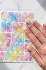 Pastel Watercolor Marble Manicure Wraps — Rainbow Blend | mw-025 - UASLIDER