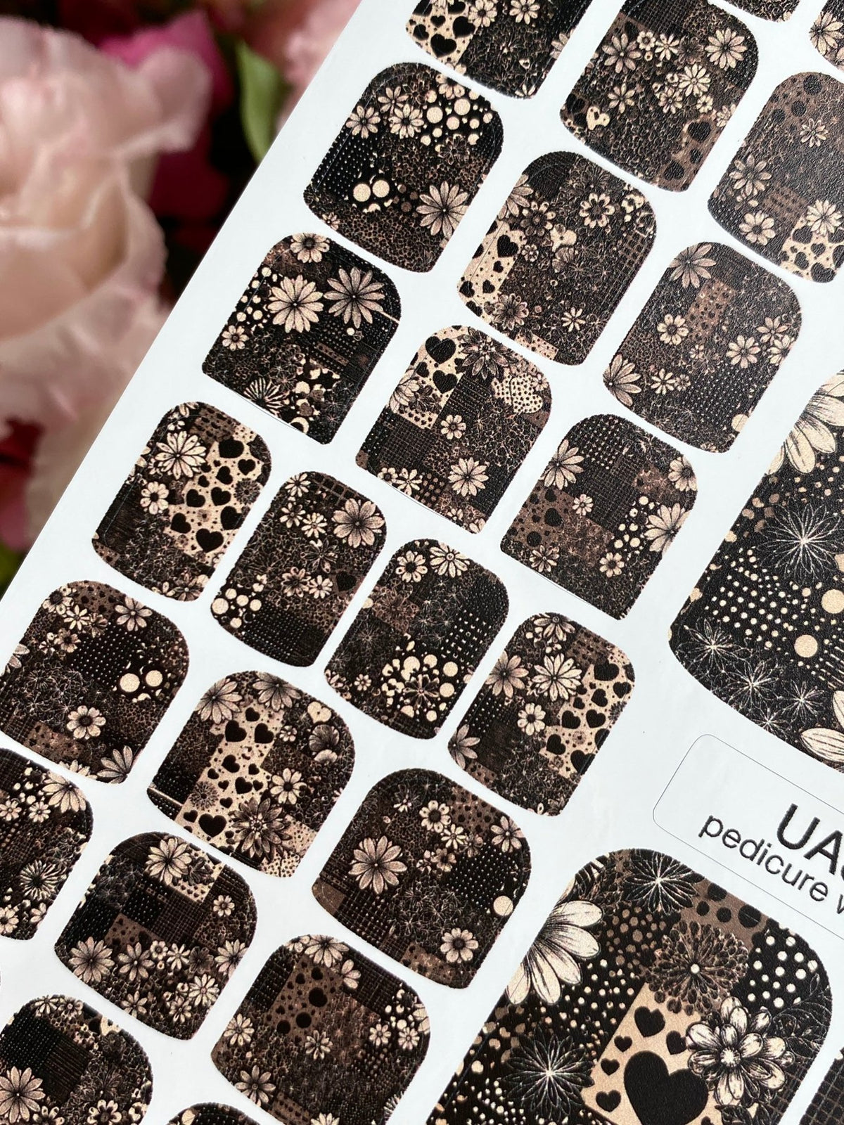 Patchwork Pedicure Wraps — Flowers, Hearts & Leopard | pw-351 - UASLIDER