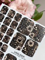 Patchwork Pedicure Wraps — Flowers, Hearts & Leopard | pw-351 - UASLIDER