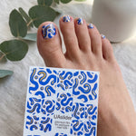 Pedicure nail wrap films mwf-028 | Nail Wrap Films for Pedicure | Blue Abstract Waves with Gold Foil - UASLIDER