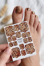 Pedicure nail wrap films mwf-047 | Nail Wrap Films for Pedicure | Leopard Print with Gold Foil - UASLIDER
