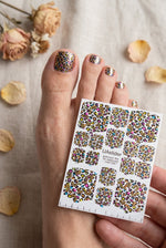 Pedicure nail wrap films mwf-054 | Nail Wrap Films for Pedicure | Colorful Leopard Print with Gold Foil - UASLIDER