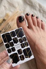 Pedicure nail wrap films mwf-059 | Nail Wrap Films for Pedicure | Black Geometric Design with Gold Foil - UASLIDER