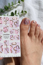 Pedicure nail wrap films mwf-060 | Nail Wrap Films for Pedicure | Pastel Floral Design with Gold Foil - UASLIDER