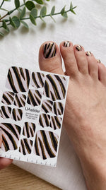 Pedicure nail wrap films mwf-063 | Nail Wrap Films for Pedicure | Nude Zebra Print with Gold Foil - UASLIDER