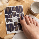 Pedicure nail wrap films mwf-070 | Nail Wrap Films for Pedicure | Deep Navy with Gold Foil Stripes - UASLIDER