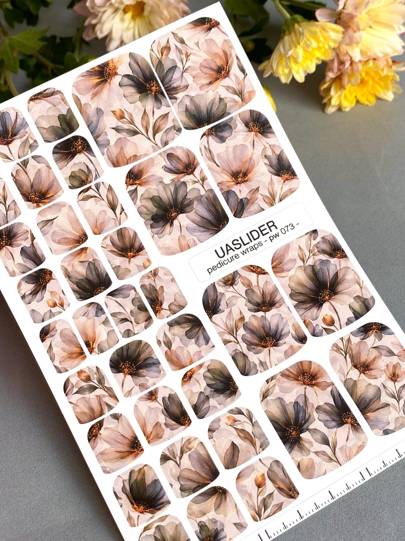 Pedicure Nail Wraps — Dusty Wildflowers | PW-073 - UASLIDER