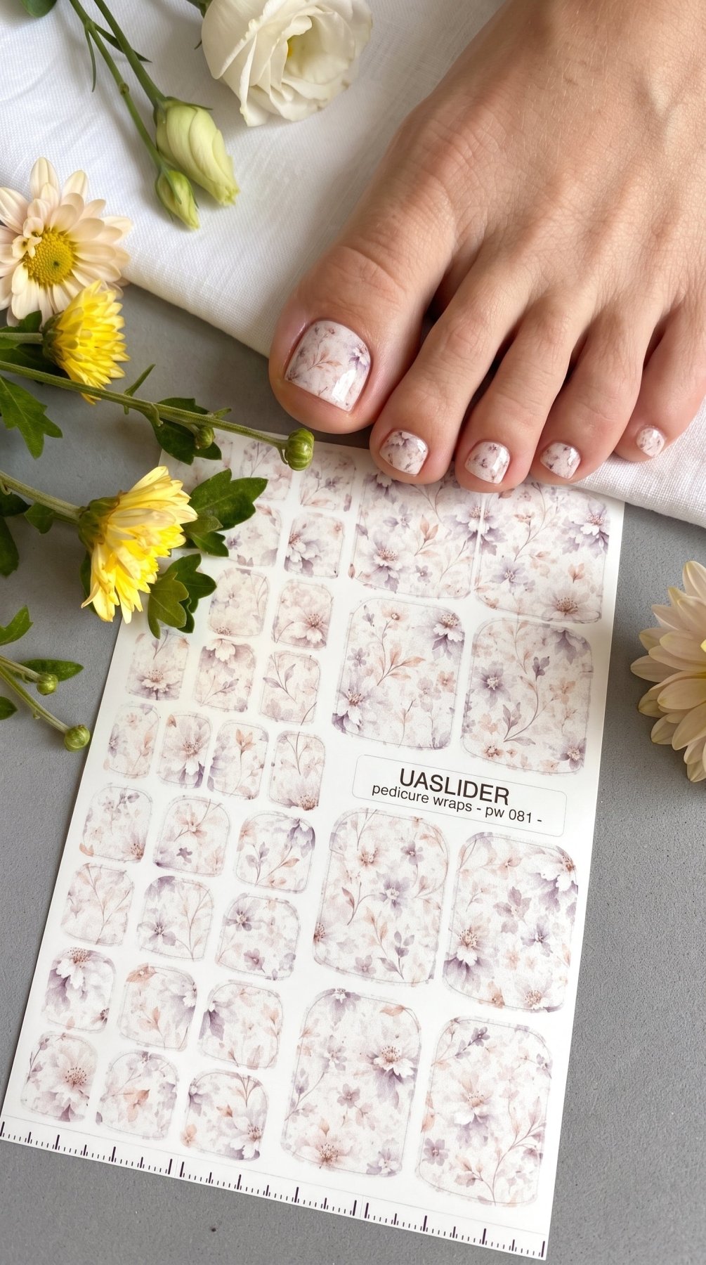 Pedicure Wraps — Faded Lilac Botanical | PW-081 - UASLIDER